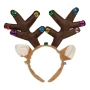 Коледна диадема еленови рога с ушички и звънчета 15 см_1227258, снимка 1