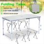 Комплект от 4 броя столове със сгъваема алуминиева маса 120 х 60 см, снимка 1 - Къмпинг мебели - 45916022