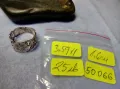 СТАРИНЕН РЪЧНО ФЛОРАЛНО ОРНАМЕНТИРАН СРЕБЪРЕН ПРЪСТЕН ВИСОКА ПРОБА СРЕБРО МАЙСТОРСКА РАБОТА 50066, снимка 5