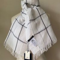 Ленен шал в бяло и черно каре, Jean Paul, с етикет, снимка 1 - Шалове - 45427372
