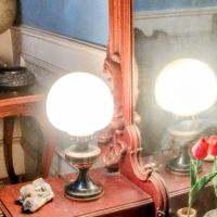 Антична нощна лампа с голям лампион, снимка 1 - Антикварни и старинни предмети - 45417128
