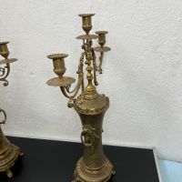 Чифт бронзови свещници №5445 , снимка 5 - Антикварни и старинни предмети - 45873516