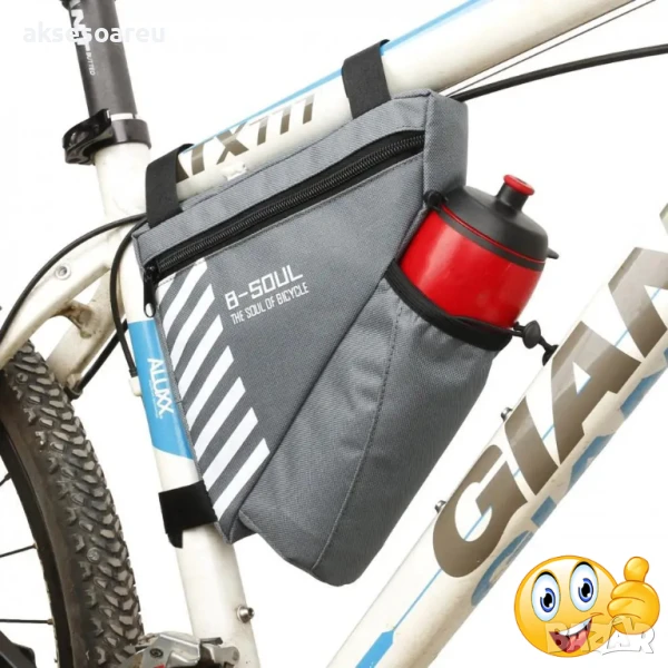 Водоустойчива нова триъгълна чанта чантичка за рамката на велосипед колело с джоб за бутилка ездачи, снимка 1