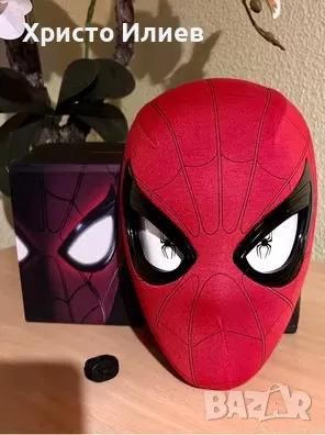 Електронна маска на спайдърмен Spiderman 3D версия с мигащи очи за Хелоуин управление с пръстен, снимка 1