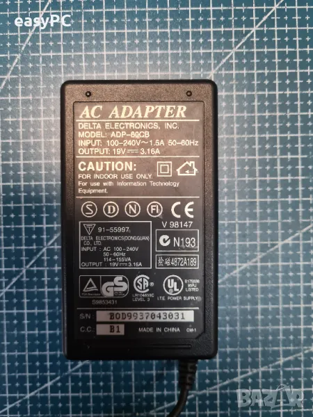 Оригинален захранващ адаптер DELTA ELECTRONICS, INC 19V 3.16A ADP-60CB, снимка 1