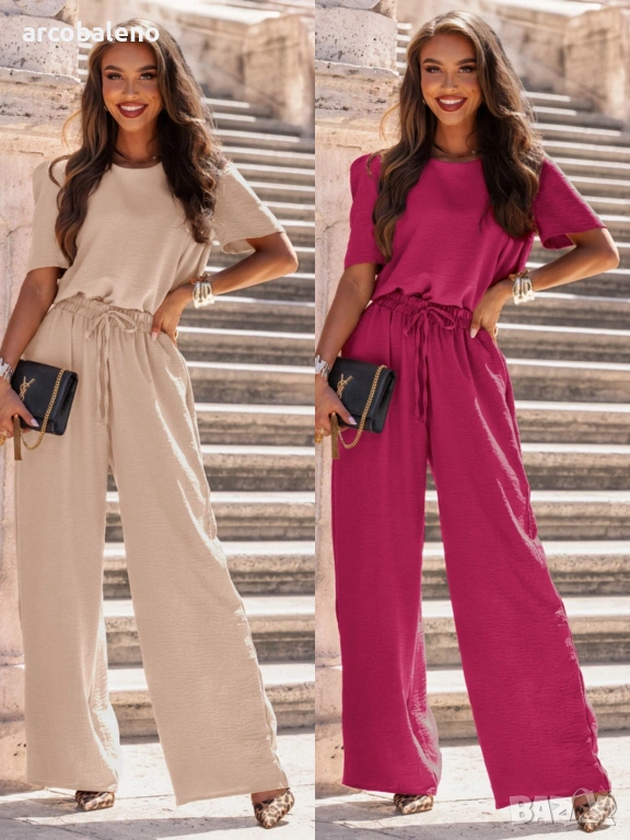 Дамски комплект от блуза и широки панталони от Mascia, 2цвята , снимка 1