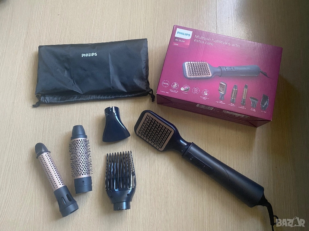 НОВА Четка с горещ въздух Philips Air Styler 5000 - сешоар, маша, снимка 1