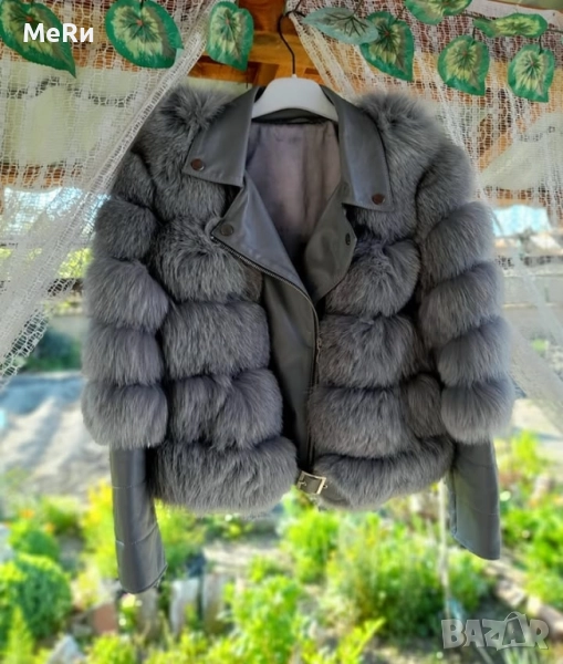 Палто от естествен косъм и кожа, снимка 1