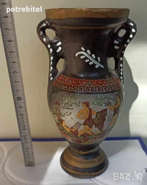 Керамична ваза с гръцки мотиви, снимка 1