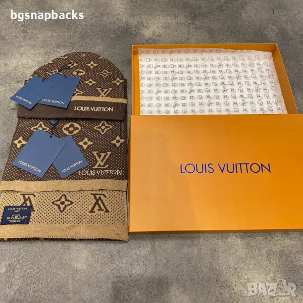 Луксозен комплект шапка с шал Louis Vuitton LV shapka s shal lux luis, снимка 1