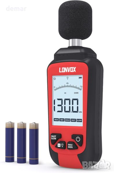 LONVOX децибеломер с 2,45" LCD дисплей с подсветка, SPL метър с обхват на измерване 30 – 130 dBA, снимка 1