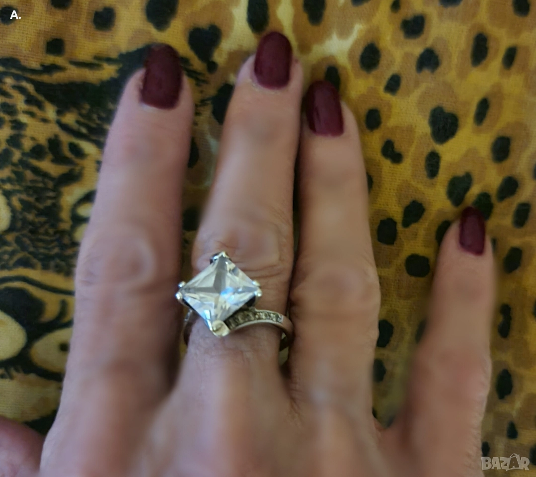 Сребърен пръстен с кристал цепнат коригираща ширина ,53рр, снимка 1