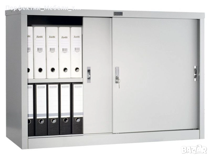 Нисък и дълъг метален шкаф с плъзгали врати за офис,за коридор,за тераса,за балкон,за барбекю зона, снимка 1