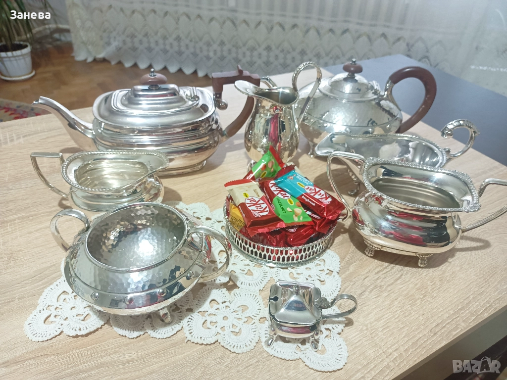 Английски  посребрен сет., снимка 1