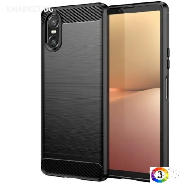 Sony Xperia 10 VI Удароустойчив Carbon Fiber Калъф и Протектор, снимка 1