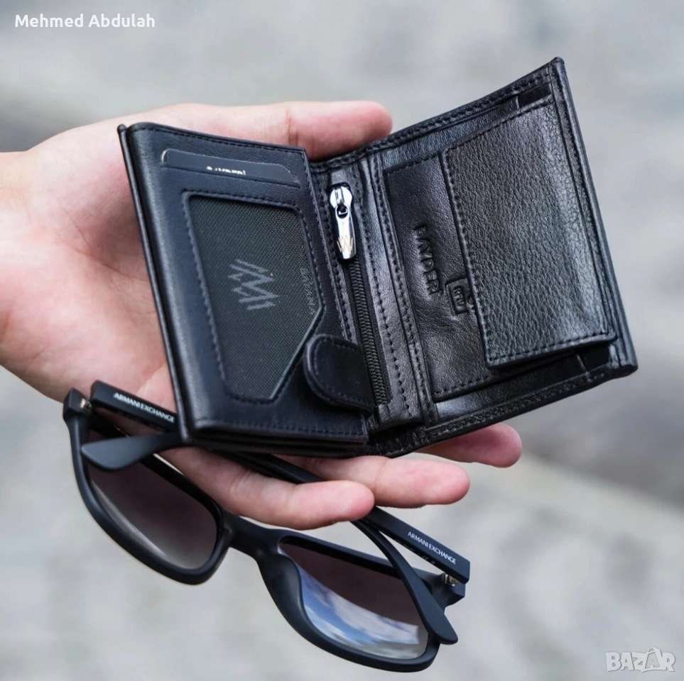 Мъжки портфейл с Rfid защита от естествена кожа, снимка 1