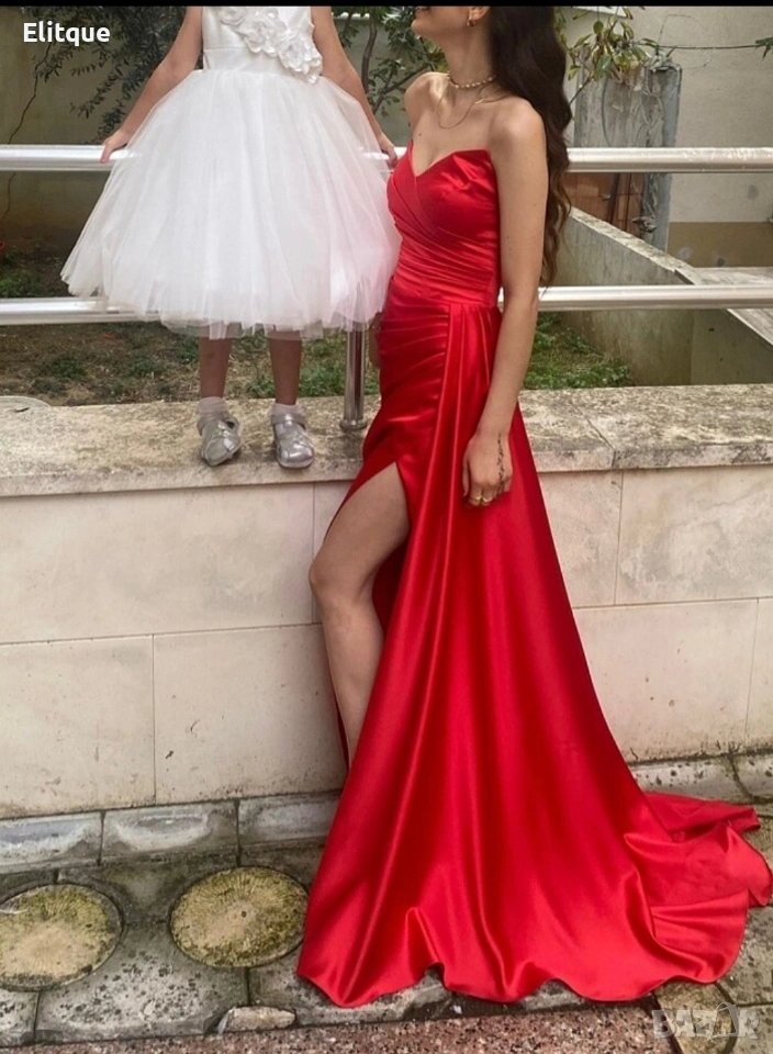 ⭐️Дълги сатенени рокли с цепка, снимка 1