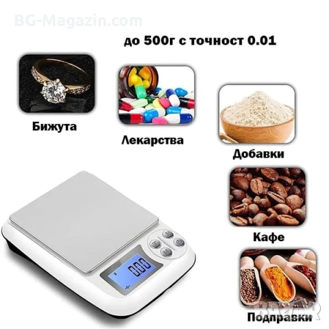 Професионална точна кухненска електронна везна кантар 0.01 бижутерска за злато кафе храна прецизна, снимка 2 - Везни - 50929841