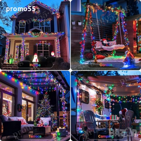 Светлинен Коледен Гирлянд 50м. с 250 многоцветни светодиода RGB, снимка 8 - Други - 52596083