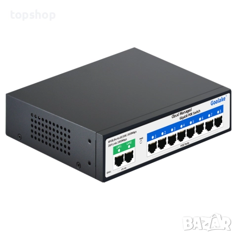 Чисто нов запечатан GOALAKE GPS208  Гигабитов POE комутатор за управление на облачна мрежа 8GE+2G..., снимка 2 - Суичове - 51729348