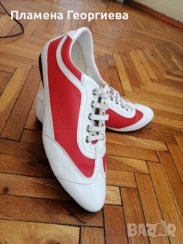 Дамски ежедневни обувки естествена кожа в бяло и червено, снимка 3 - Дамски ежедневни обувки - 45266308