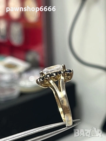Сребърен пръстен с позлата проба 925 тегло 6.86 гр. и CZ, снимка 9 - Пръстени - 53188906