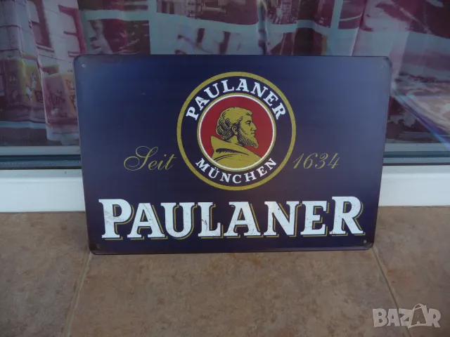 Метална табела бира Paulaner Munchen немска Мюнхен мътна светло тъмно, снимка 3 - Рекламни табели - 47122907