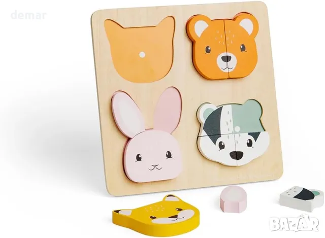 Монтесори Bigjigs Toys Пъзел от 10 части, горски жимотни, за деца над 1 година, снимка 6 - Образователни игри - 49934068