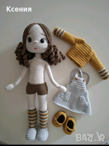 Плетена играчка Кукла НОРА, Ръчно изработена, Перфектен подарък, снимка 6 - Плюшени играчки - 53456031