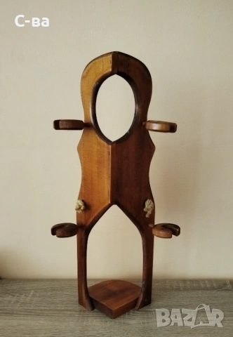 Дървена поставка за чаши и бутилка , снимка 2 - Аксесоари за кухня - 54063730