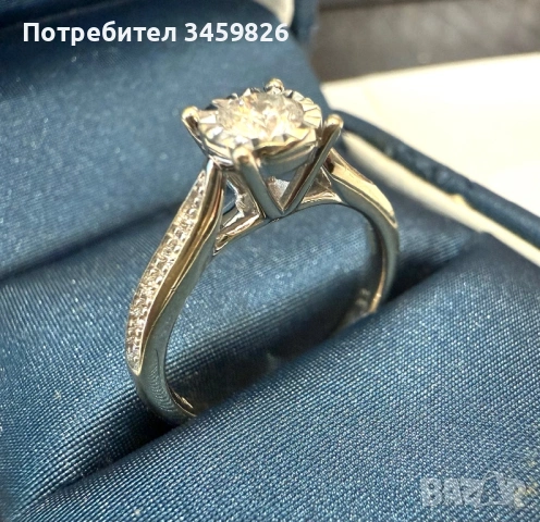 Златен пръстен с диаманти, снимка 2 - Пръстени - 54196468