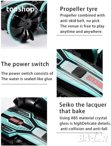 Кола амфибия,Двойно дистанционно контролер+часовник за разпознаване на жестове 2,4 GHz, снимка 7 - Коли, камиони, мотори, писти - 50501513