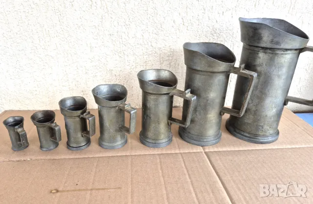 Комплект  стари мерки за течности , снимка 2 - Антикварни и старинни предмети - 49664984