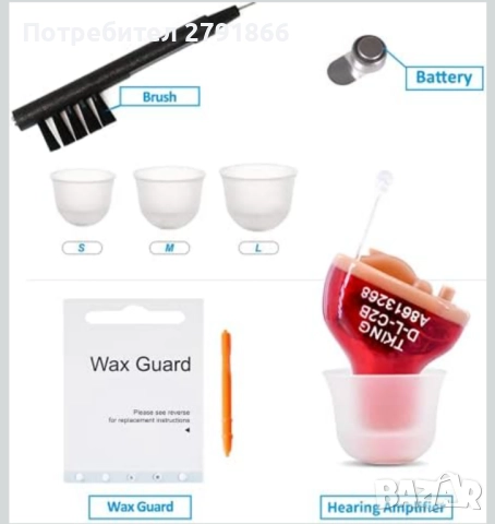 Мини CIC слухов апарат (за дясно ухо) Марка: TKING нов с 2 батерии, снимка 7 - Други - 52121777