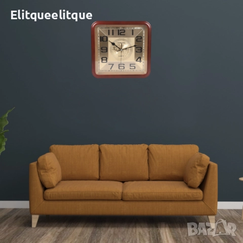 Стенен квадратен часовник - Безшумен, снимка 4 - Други стоки за дома - 52347192