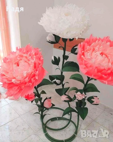 Огромно цвете от креп хартия за украса,фотосесия,подарък, снимка 9 - Декорация - 53033625