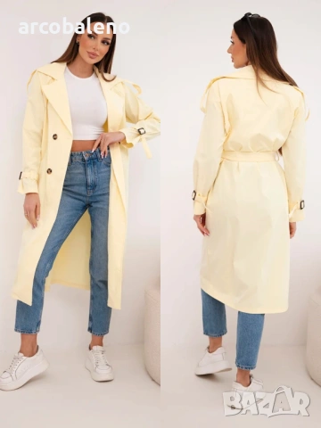 Дамско палто с връзване на талията и яка, 5цвята , снимка 5 - Палта, манта - 53686765