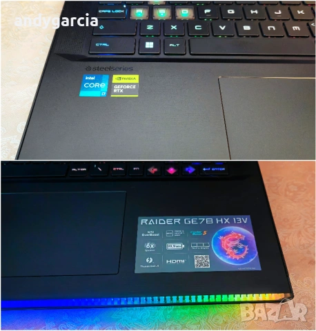 NVIDIA RTX 4070 8GB/Intel Core i7-13700HX/16GB RAM/1TB SSD NVMe/17.3 QHD IPS 240hz/MSI Raider GE78, снимка 14 - Лаптопи за игри - 54237220