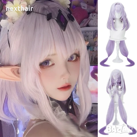 Аниме косплей розово лилава перука Honkai Star Rail Black Swan high quality cosplay, снимка 2 - Аксесоари за коса - 50451529