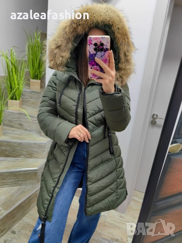 Дълго зимно яке с естествен косъм, снимка 3 - Якета - 52686581