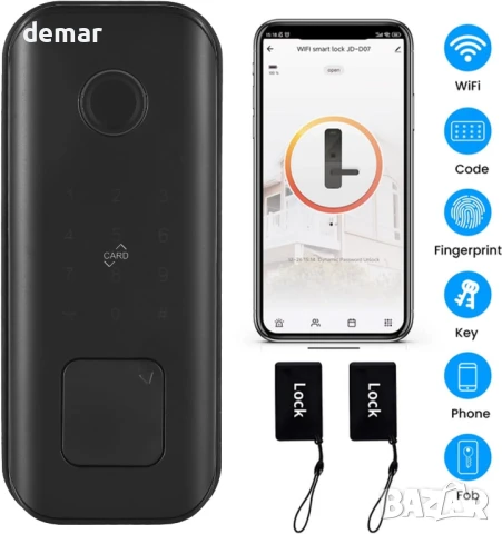 Splenssy Smart Lock WiFi сензорен екран с 5 метода за отключване, снимка 4 - Друга електроника - 51316949