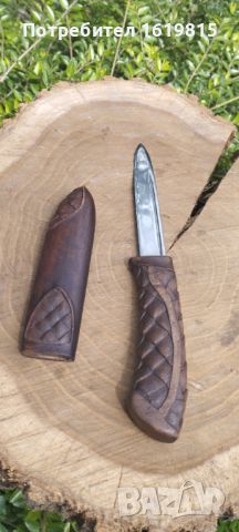 Касапски нож с ръчна дърворезба , снимка 1 - Ножове - 45931296