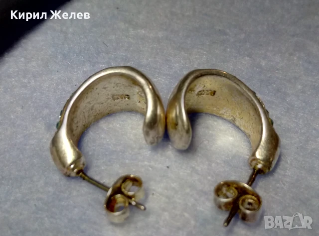 МАРКОВИ СКЪПОЦЕННИ СРЕБЪРНИ ОБЕЦИ СРЕБРО ВИСОКА ПРОБА ИНКРУСТИРАНИ с РАЗНОЦВЕТНИ СИНИ ЦИРКОНИ 31471, снимка 4 - Обеци - 50489461