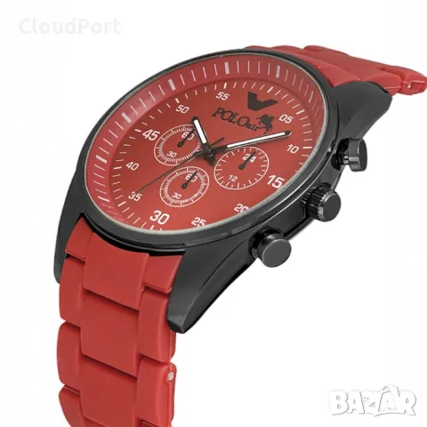 Мъжки комплект, Парфюм и часовник, Polo Air, червен, снимка 4 - Мъжки - 50393936