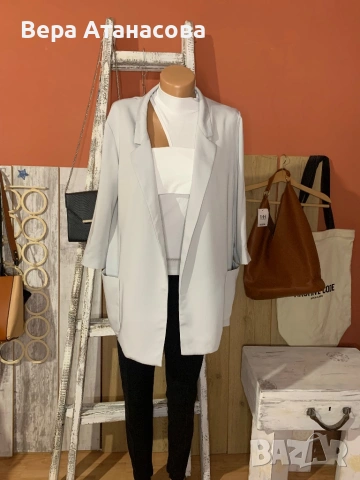 👠 Zara✔️ Сако в светлосив цвят с 3/4 ръкави💣