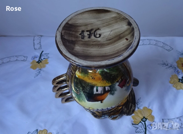 Винтидж керамична ваза, ръчно рисувана от H. Bequet Quaregnon, снимка 17 - Вази - 52650228