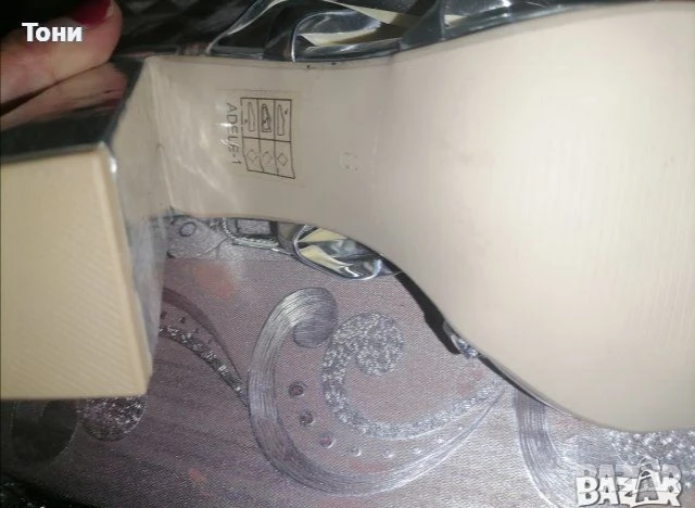 Сребристи Дамски Красиви Сандали на Ток Нови 40 , снимка 5 - Сандали - 50470807