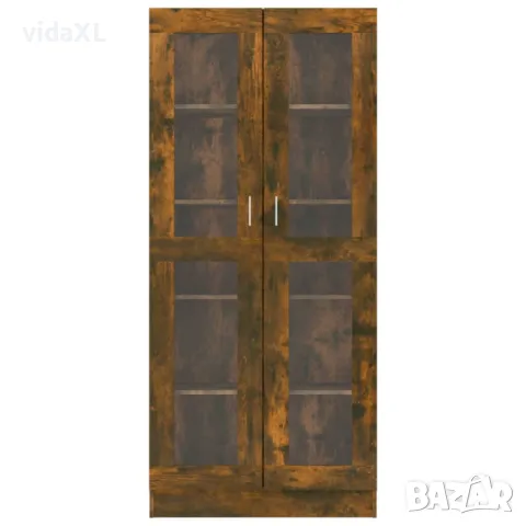 vidaXL Шкаф витрина, опушен дъб, 82,5x30,5x185,5 см, инженерно дърво(SKU:815621), снимка 2 - Шкафове - 48783297