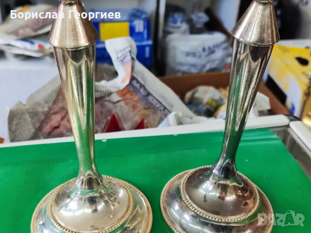 Метален свещник два броя, снимка 4 - Антикварни и старинни предмети - 49807939