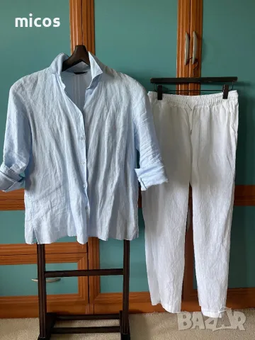 80 лв до 30.07!Massimo Dutti,лен100%,нежно синя риза, снимка 3 - Ризи - 50385907